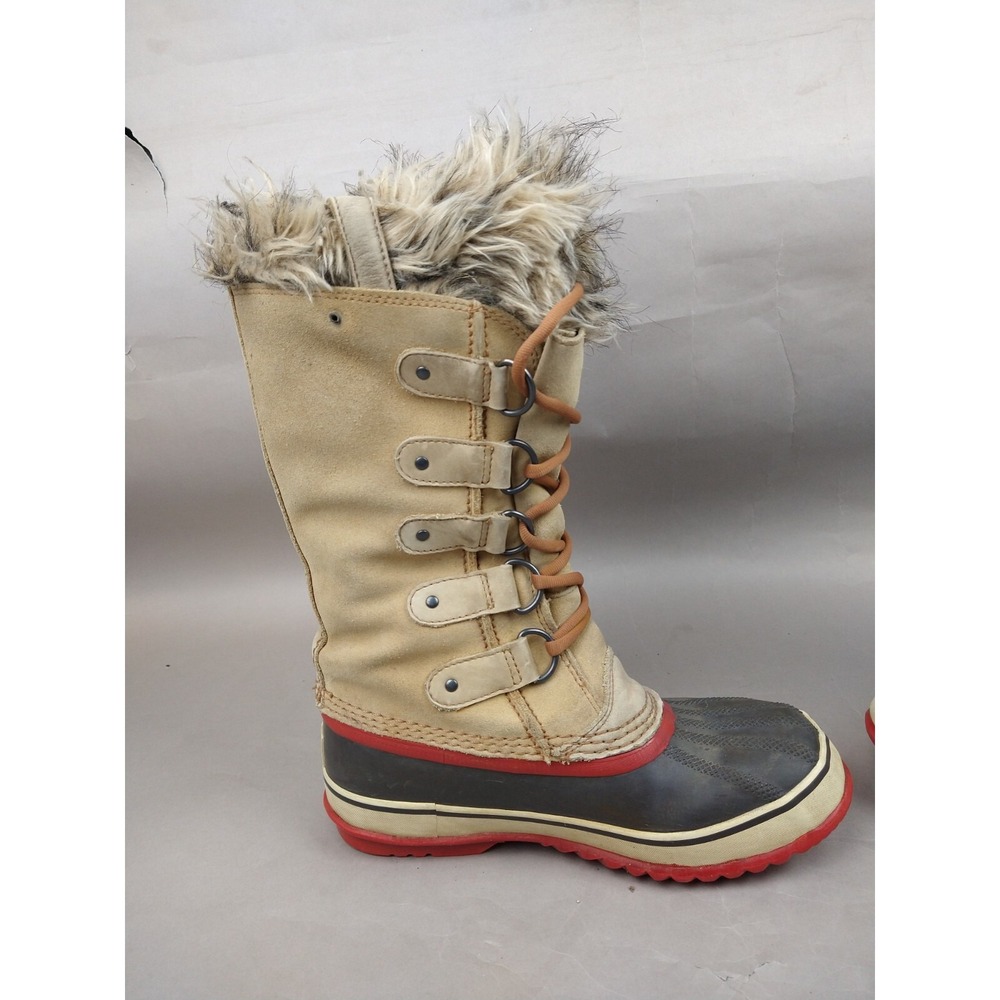 SOREL Joan of Arctic Tan Suede Faux Fur‎ Tall Winter Boots Women's 7, NL1540254 - Picture 6 of 13